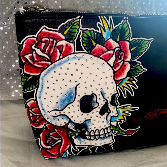 Ed Hardy Black Skull and Roses Women's Bag - Picture 2 of 9